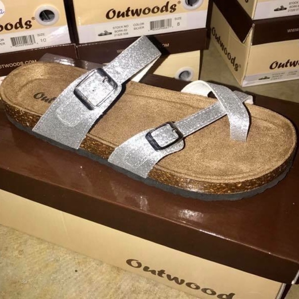 Outwoods Silver Glitter -Birkenstock look alike
